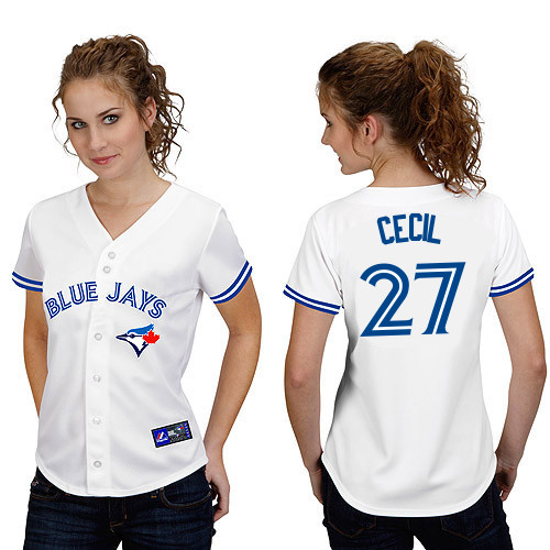 Brett Cecil #27 mlb Jersey-Toronto Blue Jays Women's Authentic Home White Cool Base Baseball Jersey